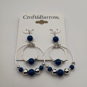 Croft & Barrow Blue and Silver Double Hoop Earrings